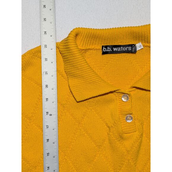b.b. waters Vintage Yellow Knit Short Sleeve Polo – Small Made in USA - Picture 7 of 9